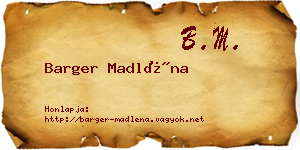 Barger Madléna névjegykártya
